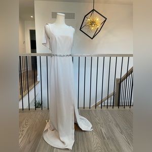 Cream Evening Gown with Crystal Belt Add On